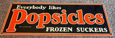 VINTAGE FROZEN POPSICLES PORCELAIN Enameled SIGN FROZEN SUCKERS picture