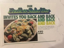 Vintage RAX Endless Salad Bar Back And Back And Back Paper Placemat picture