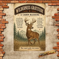 Hunter's Prayer Deer Tin Sign Rustic Lodge Cabin Metal Wall Decor 8x12 picture