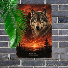 Wolf Spirit Iron Artwork Sign Retro Wilderness Metal Tin Wall Art Plaque picture