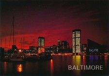Sunrise at Inner Harbor Downtown-Baltimore, MD vintage continental c.1990s-80s picture