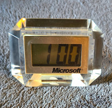 Vintage 1987 Microsoft Crystal Digital Desk Clock Made In HK picture