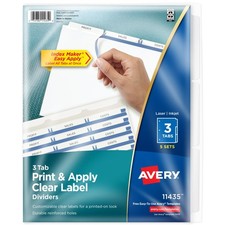 Avery 3-Tab Dividers For 3 Ring Binder Easy Clear Label Strip Index Maker picture