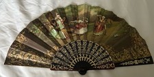 Vintage Folding Fan Souvenir  Spain 17 In.  Open . Playing Little Hen Hen Game picture