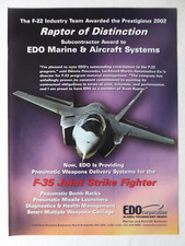 8/2002 PUB EDO F-22 F-35 JSF PNEUMATIC WEAPONS DELIVERY SYSTEM BOMB RACK AD picture
