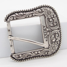 ARIAT 2007 Limited Edition Western Floral Antique Silver Tone Ranger Belt Buckle picture