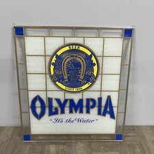 Rare Advertising Olympia Beer Stained Glass Window Sign Its The Water New NOS picture
