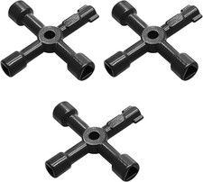 3 Pcs 4-Way Multi-Functional Utilities Key,Black | Plumbing Key, Triangle Square picture