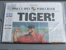Tiger Woods 100th U.S. Open Collectible Newspaper picture