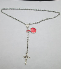 Vintage Chapel Sterling Catholic Rosary Sterling Silver Medallion Signed LM picture