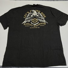 Harley-Davidson Eagle Back Let's F'ing Ride Men's Black T-Shirt- XXL picture
