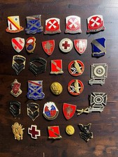 Vintage US Army Military Insignia Pin Lot DUI Rank Marksman Ira Green Meyer 31 picture
