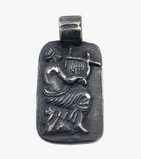 Ancient Roman Silver Pendant God Apollo Playing Lyre Music Orpheus Artifact picture