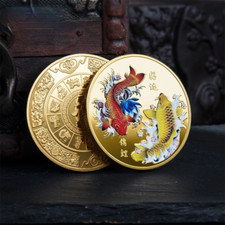 Lucky Koi Fish Coin Collectable Commemorative Feng Shui Cat Collection 1-pc picture