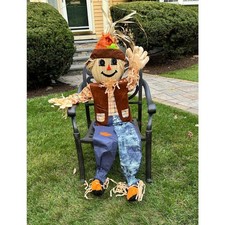 60 Inch Sitting Scarecrow Outdoor Decor, Halloween Fall Yard Ornament NEW picture