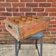 Vintage Pepsi-Cola Wooden Crate 12 Sections Red Lettering Original 1950s 1960s picture