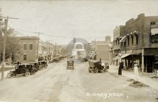 Sidney Nebraska Main Street Scene Stores Gas Pump RPPC Photo Postcard COPY picture