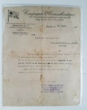 VINTAGE 1921 CIE GLE TRANSATLANTIQUE FRENCH LINE TYPED LETTER picture