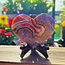Mexican Amethyst Crazy Lace Agate Heart Stone Natural Crystal for Healing & Love picture