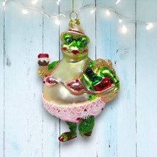 Plump Beach Frog Lady Ornaments Set Of 2 Nautical Christmas Decor *SHIPS WITHIN picture