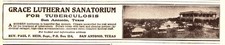 1923 Grace Lutheran Sanatorium Print Ad (7in x 1.5in) - San Antonio, Texas picture