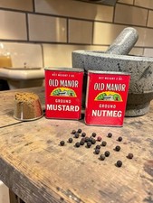 Vintage Old Manor Ground Nutmeg & Mustard Spice Tins picture