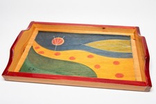 Kakadu hand-painted wooden serving tray Israel 16