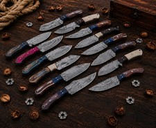Lot of 200 Pcs 8'' Full Tang Skinners Knives Mix Handle Damascus Steel W/Sheath picture