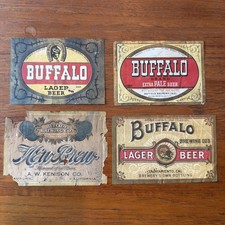 (4) Buffalo Brewing Beer Sacramento, CA Paper Beer Labels Prepro New Brew, Lager picture