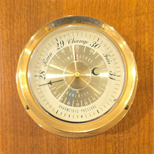 Honeywell Barometer Brass and Wood Wall Mount Collectible Weather Instrument picture