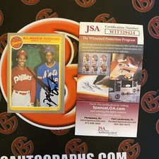 1985 Fleer #634 NL Rookie Phenoms Juan Samuel & Doc Gooden  Auto JSA Autograph picture