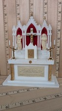 RARE VTG Miniature Dollhouse Plastic Roman Catholic Church Alter 1950 Mint picture
