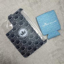 Peter Millar Crown Beer Can Holder Koozie Blue Fish Print In Bag Golf picture