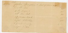 Antique 1859 Handwritten Store Receipt Ledger Tea Sugar Whiskey Brandy Bitters picture