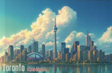 CN Tower & Skyline of Toronto Canada Rogers Centre MLB Stadium - Modern Postcard picture