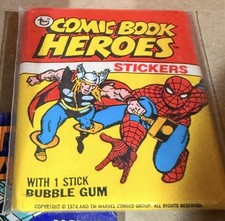 1974 Topps Marvel Comic Book Heroes Stickers Wax Pack SEALED picture