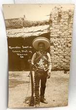 Postcard RPPC Mexican Revolution Romualdo Saeriz Crack Shot Rifle AZO picture