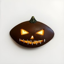 Gemmy Halloween Football Shaped Pumpkin Jack-O-Lantern Foam Blow Mold Light Lamp picture