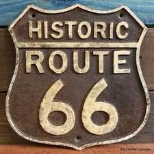 Historic Route 66 Cast Iron Plaque Sign Antique Rustic Vintage Embossed Finish picture