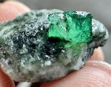 11CT, Natural Super Gemmy Top Green Emerald Crystal on Matrix From Swat@Pakistan picture