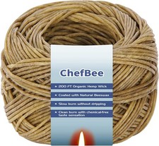 200 FT Organic Hemp Wick Spool 100% Natural Beeswax Coated Slow Burn Fine Twine picture