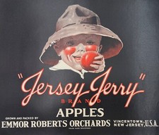 Original 1940s Jersey Jerry Brand Apple Crate Label Vincentown NJ 9 x 10.5 picture