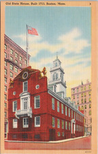Linen PC * Old State House Built in 1713 -- Boston Massachusetts 1940s era picture