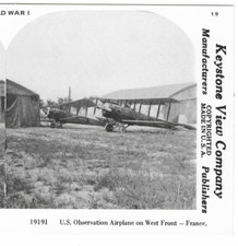 US Observation Airplane on West Front, France, WWI, 1978 Reproduction Stereoview picture