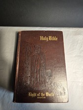 VTG 1954 King James Light of The World Edition Holy Bible Leather Illustrated  picture
