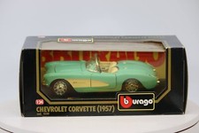 Burago Chevrolet Corvette 1957  1:24 Diecast Car Turquoise Convertible Italy picture