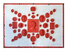 #1013 Grand Tour Revival Neoclassical Vintage Red Plaster Cast Waxed Intaglios picture