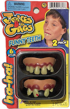 2 FUNNY JOKE TEETH Nerd Fake Hillbilly Bad Missing Tooth Ugly Buck Rubber Prank picture