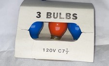 Vintage Painted C7½ Christmas Bulbs Blue Orange w/ Box New Wonder Taiwan picture