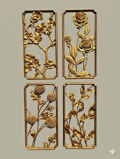 MCM Wall Plaque Syroco 4 Seasons Floral Complete Four Piece Set Vintage USA picture